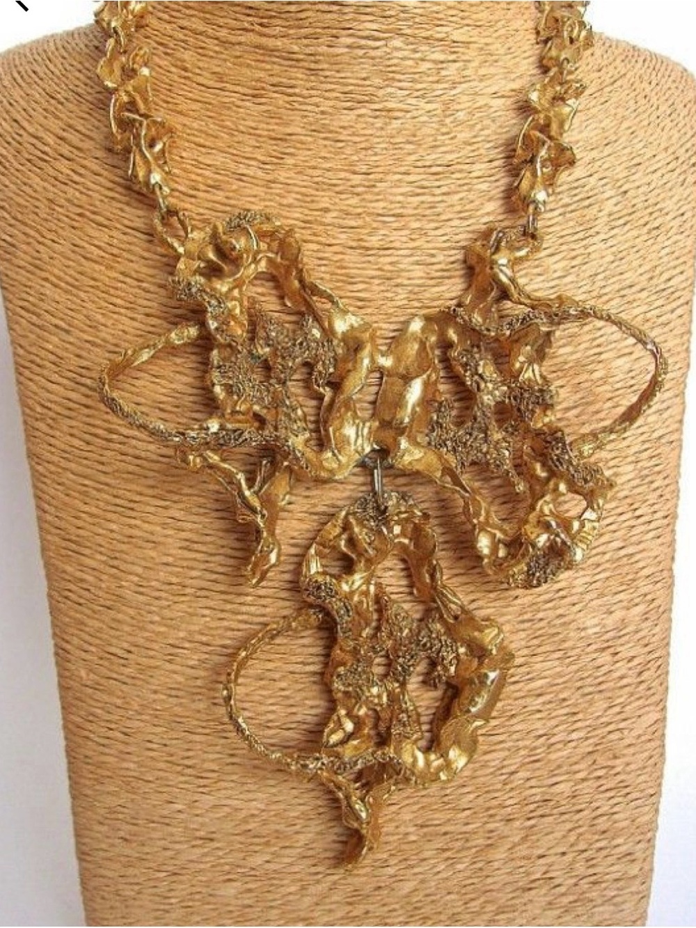 Vintage Erwin Pearl Gold Bib Statement Necklace